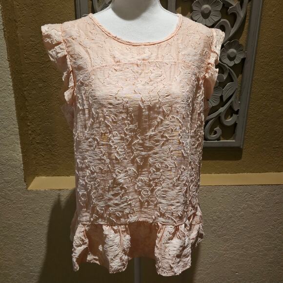 Lauren Conrad L Blouse Light  Blush Top Romantic Cottagecore Boho Chic Feminine - Picture 3 of 11
